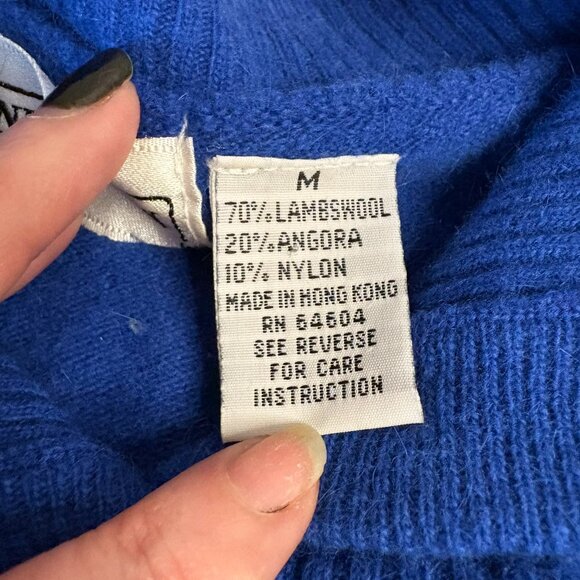 Daniel Caron Wool Blend Cobalt Blue Mock Turtle Neck Long Sleeve Sweater Size M - Picture 11 of 12